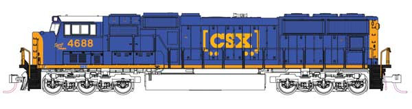 N EMD SD70M with Flat Radiators - Standard DC -- CSX #4688 Spirit of Tampa (blue, yellow, Boxcar Logo)