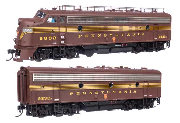 EMD FP7 & F7B Standard DC -- Pennsylvania Railroad EFP-15 #9832A, EH-15 #9832B (Tuscan, 5-Stripe)