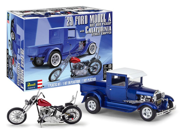 1/25 1929 Ford Model A Hot Rod Pickup Truck w/California Street Chopper