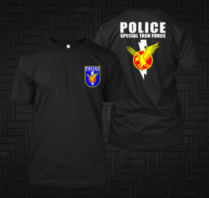 New South African Police Service Special Task Force SWAT SAPS STF Logo Black T-shirt