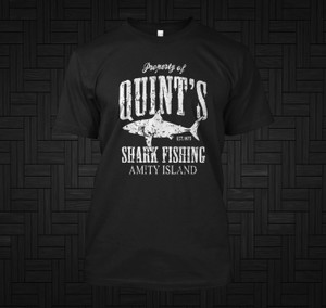 Quints Shark Fishing Amity Island Black T-Shirt Quints Shark Fishing Amity Island Black T-Shirt