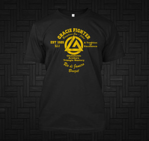 Gracie Jiu Jitsu Fighter MMA Black T shirt Gracie Jiu Jitsu Fighter MMA Black T shirt