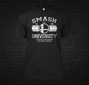 New Super Smash Bros University Symbol Gaming Black T-Shirt