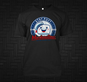 Ghostbusters Stay Puft Marshmallows Cult Movie 80's Black T Shirt Ghostbusters Stay Puft Marshmallows Cult Movie 80's Black T Shirt