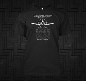Black Sheep Squadron VMF 214 Corsair Black T-Shirt Black Sheep Squadron VMF 214 Corsair Black T-Shirt