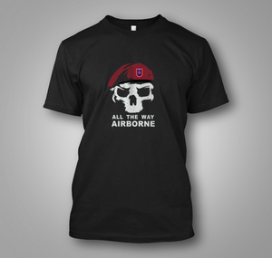 Vintage Army 82nd Airborne All The Way Skull Maroon Beret Black T-Shirt Vintage Army 82nd Airborne All The Way Skull Maroon Beret Black T-Shirt