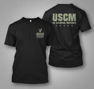 Aliens Movie United States Colonial Marines USCM Logo Army Nostromo Black T-Shirt Aliens Movie United States Colonial Marines USCM Logo Army Nostromo Black T-Shirt