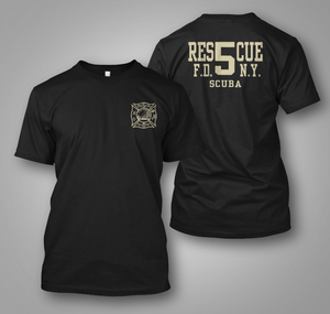 NEW FDNY Firefighter shirt NYC Rescue 5 Scuba Fire department Black T-Shirt NEW FDNY Firefighter shirt NYC Rescue 5 Scuba Fire department Black T-Shirt