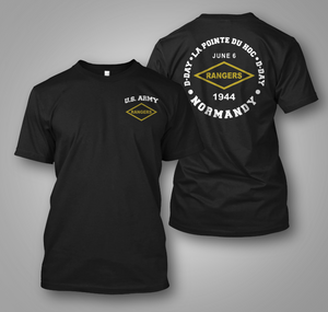 NEW RANGERS La Pointe Du Hoc D-DAY 1944 Black T - SHIRT NEW RANGERS La Pointe Du Hoc D-DAY 1944 Black T - SHIRT