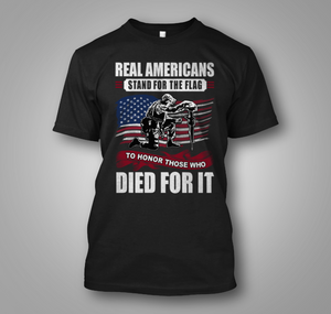 Real Americans Stand For The Flag Veteran Patriotic Black t-Shirt Real Americans Stand For The Flag Veteran Patriotic Black t-Shirt