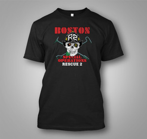 Boston Fire Department Rescue 2 Black T-Shirt v3 Boston Fire Department Rescue 2 Black T-Shirt v3