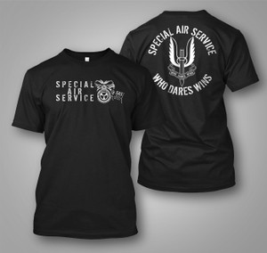 United Kingdom British Army Special Force SAS Special Air Service Black T-shirt United Kingdom British Army Special Force SAS Special Air Service Black T-shirt