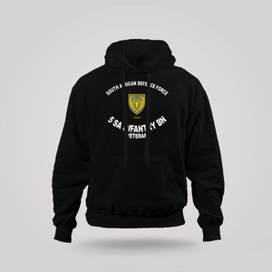 SADF 5 SA Infantry Battalion Veteran Black Hoodie SADF 5 SA Infantry Battalion Veteran Black Hoodie