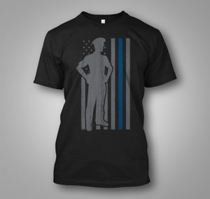 Blue Officer Flag Black T-Shirt Blue Officer Flag Black T-Shirt