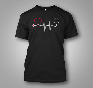 Nursing Stethoscope Heartbeat Black T-Shirt Nursing Stethoscope Heartbeat Black T-Shirt