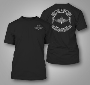 US Navy PR Parachute Rigger "The Last to Let You Down" Black T-Shirt US Navy PR Parachute Rigger "The Last to Let You Down" Black T-Shirt