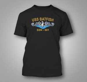 USS Batfish SSN 681 Submarine Enlisted Silver Dolphins Black T-Shirt USS Batfish SSN 681 Submarine Enlisted Silver Dolphins Black T-Shirt