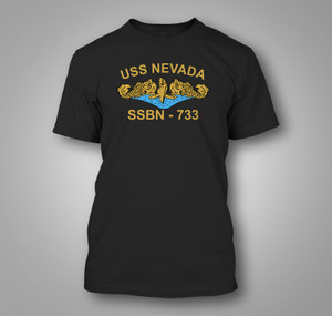 USS Nevada SSBN-Submarine Officer GOLD Dolphins Navy Veteran Black t-Shirt USS Nevada SSBN-Submarine Officer GOLD Dolphins Navy Veteran Black t-Shirt