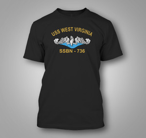 USS West Virginia SSBN-736 Submarine Veteran Ballistic Missile Sub Black T-Shirt USS West Virginia SSBN-736 Submarine Veteran Ballistic Missile Sub Black T-Shirt