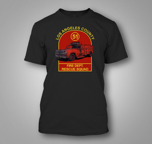 Los Angeles County 51 Truck Fire Dept Rescue Squad Black T-Shirt Los Angeles County 51 Truck Fire Dept Rescue Squad Black T-Shirt
