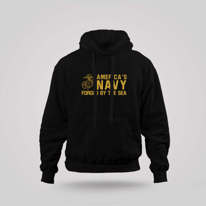 United States Navy Forged by the Sea American Military Force Black Hoodie