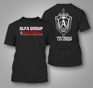 New Spetsnaz Ukraine Special Forces Alpha Group Military Black T-Shirt