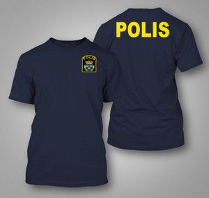 NEW Scandinavia Sweden Svensk Swedish Polisen Polis Police Black T-Shirt
