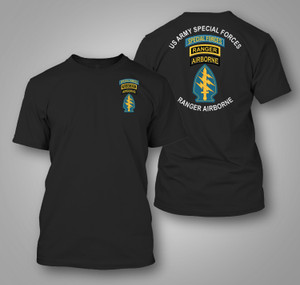 US Army Special Forces Airborne Ranger Black T-Shirt