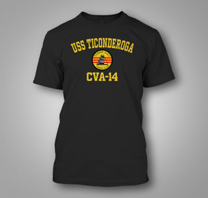 USS Ticonderoga CVA-14 Tonkin Gulf Yacht Club 7th Fleet Vietnam War Black T-Shirt USS Ticonderoga CVA-14 Tonkin Gulf Yacht Club 7th Fleet Vietnam War Black T-Shirt