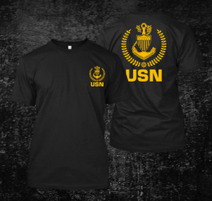 US Navy Master Chief Petty Officer Logo Black Shirt US Navy Master Chief Petty Officer Logo Black Shirt