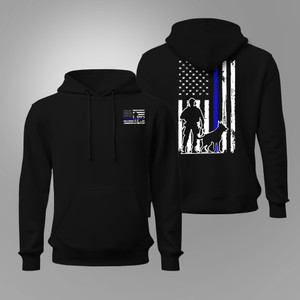 Police K-9 Unit Thin Blue Line Flag Black Hoodie Police K-9 Unit Thin Blue Line Flag Black Hoodie