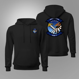 HSM-77 Saberhawks MH-60R Helicopter Maritime Strike Squadron Black Hoodie HSM-77 Saberhawks MH-60R Helicopter Maritime Strike Squadron Black Hoodie