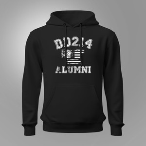 DD214 Alumni Flag US Military Army Marines Navy Air Force Veteran Black Hoodie