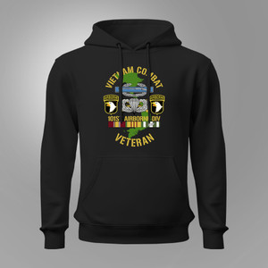 101st Airborne Division Vietnam Combat Veteran U.S Army Patriotic Military Veteran Black Hoodie