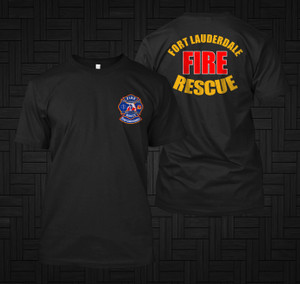 New FORT LAUDERDALE Fire Firefighter Fire Department Rare Firearm Logo Black T-Shirt New FORT LAUDERDALE Fire Firefighter Fire Department Rare Firearm Logo Black T-Shirt
