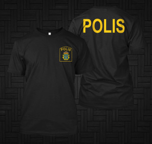 NEW Scandinavia Sweden Polis Police Department Service Black T-Shirt NEW Scandinavia Sweden Polis Police Department Service Black T-Shirt
