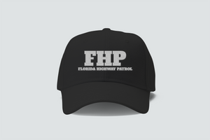 FHP Florida Highway Patrol Embordery Black Hat Cap FHP Florida Highway Patrol Embordery Black Hat Cap