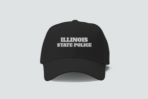 Illinois State Police Text Embordery Black Hat Cap Illinois State Police Text Embordery Black Hat Cap
