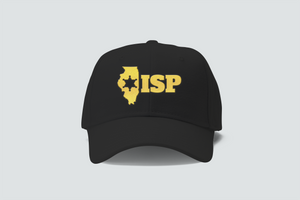 ISP Illinois State Police Map and Text Embordery Navy Hat Cap ISP Illinois State Police Map and Text Embordery Navy Hat Cap