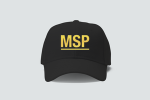 MSP Text Michigan State Police - Embordery Black Hat Cap MSP Text Michigan State Police - Embordery Black Hat Cap