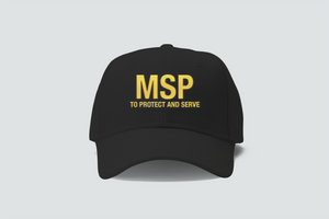 MSP To Protect And Serve Michigan State Patrol Embordery Black Hat Cap MSP To Protect And Serve Michigan State Patrol Embordery Black Hat Cap