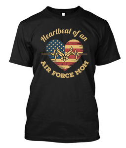 Air Force Mom Heartbeat - Unisex Black T-Shirt Air Force Mom Heartbeat - Unisex Black T-Shirt