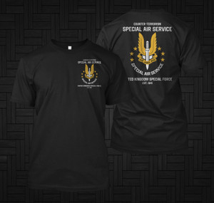 Counter Terrorism Special Air Service Royal British Army Special Elite Forces Black Shirt