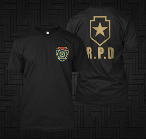 Rare Resident Evil Remake 2 Biohazard RPD The Raccoon Police Dep Leon Black T-shirt Rare Resident Evil Remake 2 Biohazard RPD The Raccoon Police Dep Leon Black T-shirt