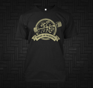 Men's Exercise Gym Beast In Training Gorilla Lifting Weights Black T-shirt