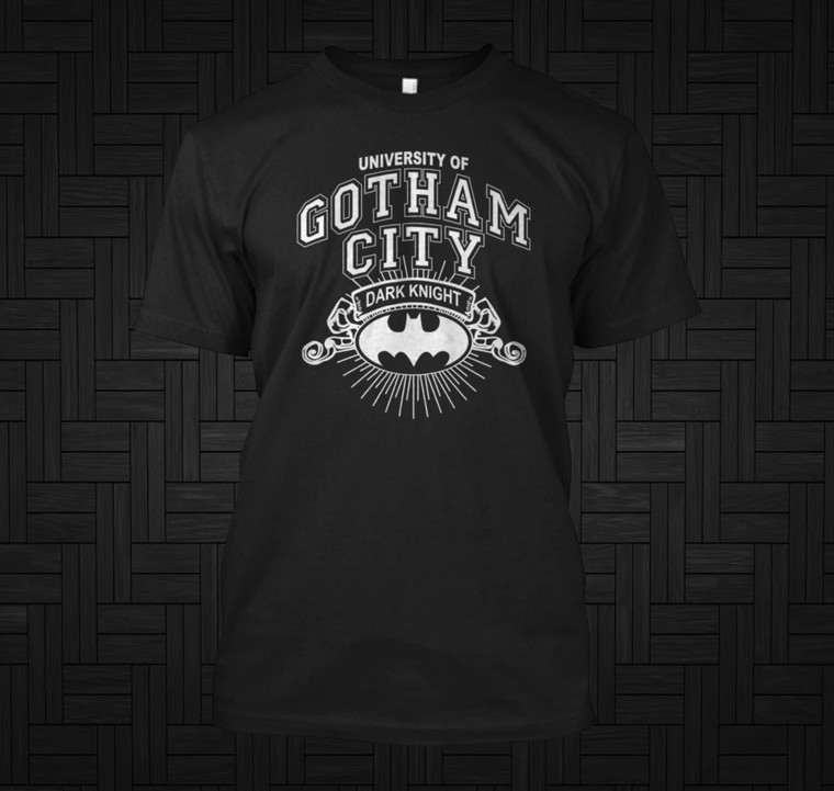 BatmanDark Knight University of Gotham City hero graphic Black Shirt