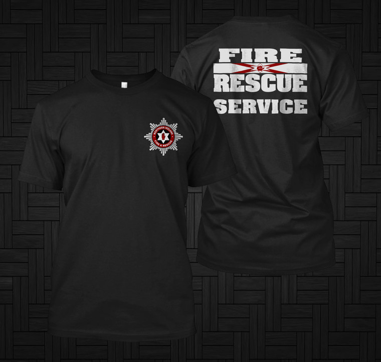 SCOTLAND IRELAND NORWAY Fire Department Rescue Service Black Shirt