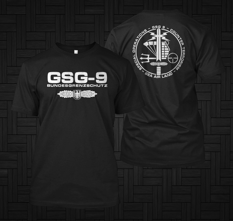 New GSG 9 Germany swat Counter Terrorism Special Operations Unit Police Black T-shirt