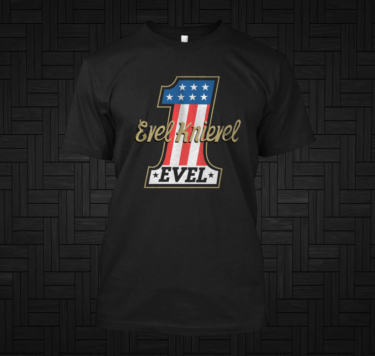 Evel Knievel Stars Black T-Shirt