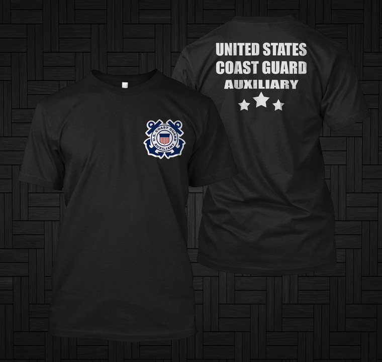 United States Coast Guard USCG AUXILIARY Maritime Military Black T-Shirt